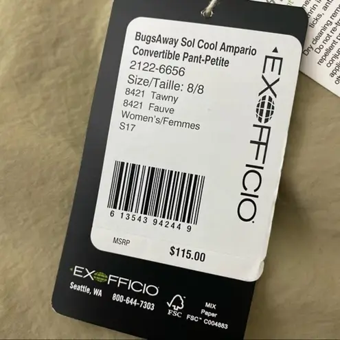 Exofficio • NWT Khaki BugsAway Sol Cool Ampario Shorts Size 8