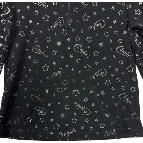 Candies Y2K Black Velour Star Logo Lounge Set Hoodie Flare Leg Pants Womens sz M Size M