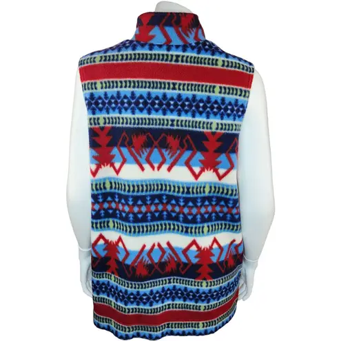 Denim & Co Womens Medium Aztec Print Full-Zip Fleece Collared Vest Polyester