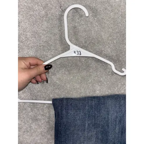 Risen Topped Cuffed Straight Leg Jeans 7/28 Distressed Blue