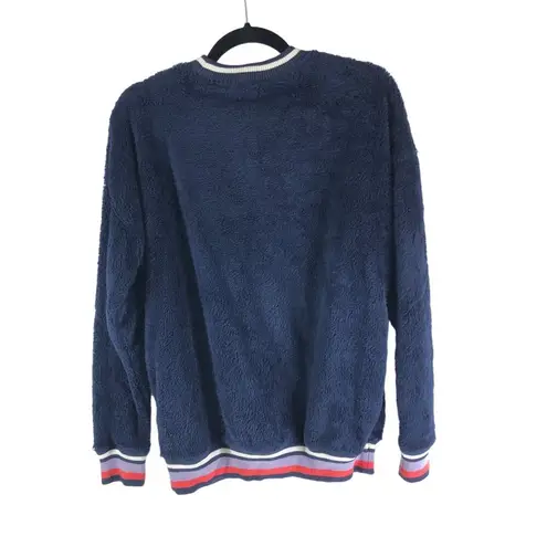 Aerie  Womens Cozy Navy Blue Fleece Fuzzy Oversized Crewneck Sweater Size S - Image 2