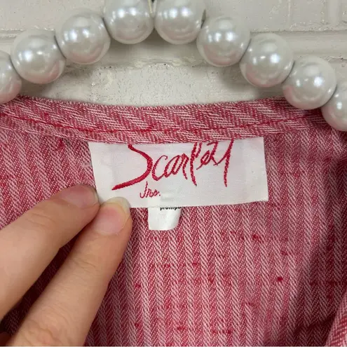 Vintage Scarlett Red Striped Shoulder Pad Jumpsuit