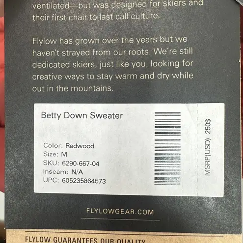 Flylow Betty Down Jacket Women's Medium Redwood Skiing Mountains Outdoors Red