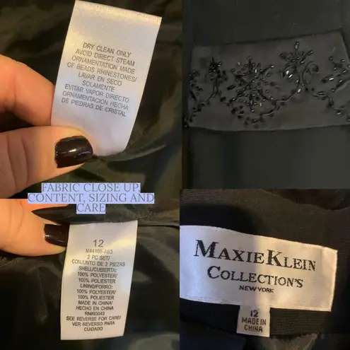 VINTAGE 1990'S MAXIE KLEIN BLACK BEADED & SEQUINS COCKTAIL BLAZER (12)