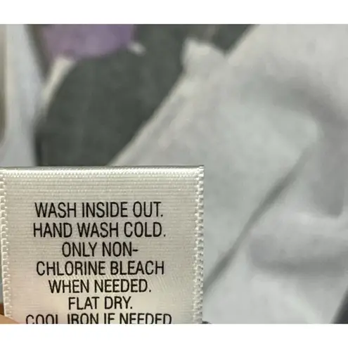 Elle Floral Swing Dress Back Zip Short Sleeve Grey Floral Purple Stretch Size M