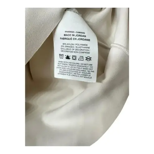 Nike  Cropped Raw Hem Long‎ Sleeve Mock Neck Cream White Running Top