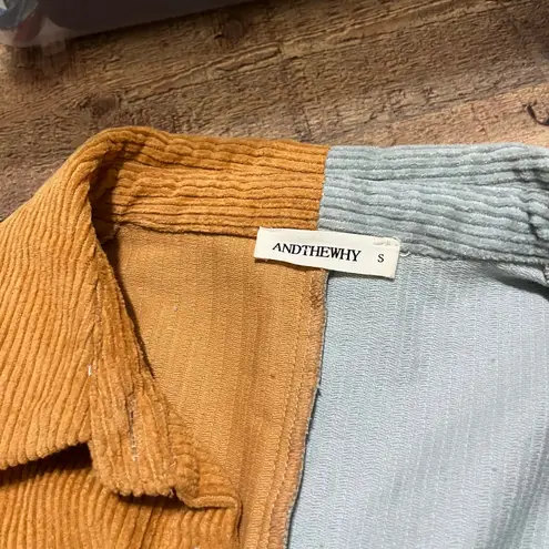 Andthewhy Women's 100% Cotton Color Block Corduroy Shirt Dress Sz S