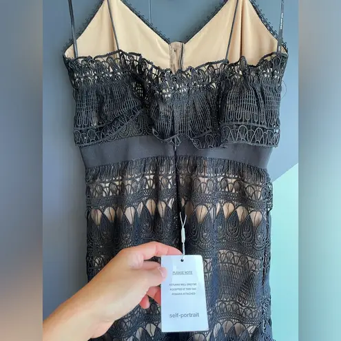 Self Portrait NWT Black Teardrop Guipure Lace Maxi Dress Sz 6 (Runs small!)