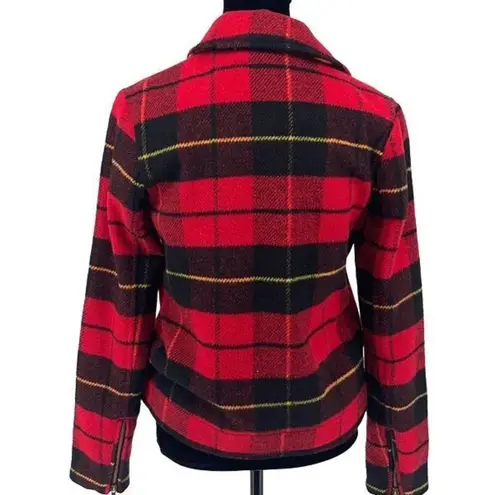 Thread & Supply Moto Jacket Lumberjack Plaid Vintage 1980’s Size Small Red