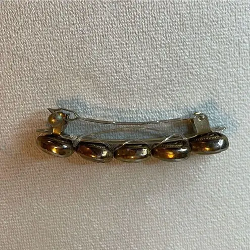 Vintage Heart Bar Style Barrette Hair Clip Gold Brass Tone w/ patina Hearts