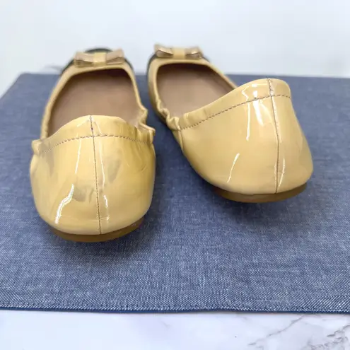 Coach  Demi Nude 9.5B Patent Leather Cap Toe Bow Foldable Ballet Flats Preppy