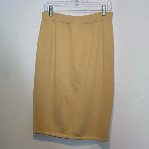 St. John Collection  Knit Stretch Pencil Skirt Tan Elastic Waist