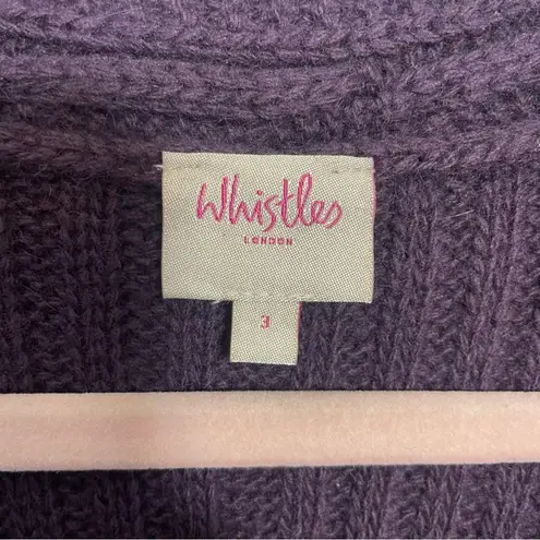 Whistles London Knit Sweater Cardigan Lambswool Cashmere Angora blend Purple Size L