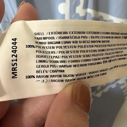 NEW Mon Renn Serape Midi Dress Blue Postcards White Pattern Size Small/8