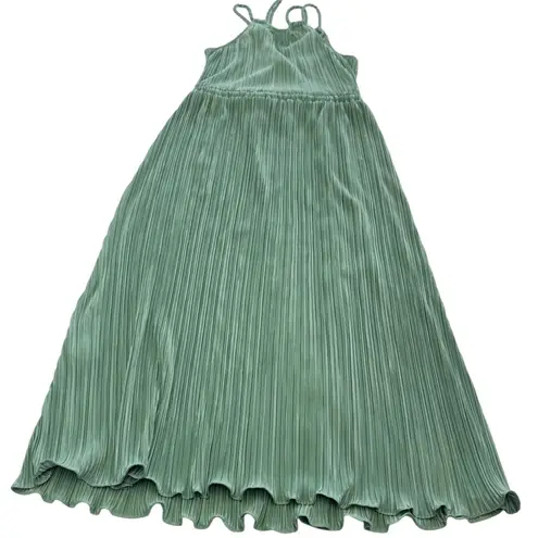 Heartloom Dress Womens Large Green Zelda Pleated Surplice Maxi Braided Straps