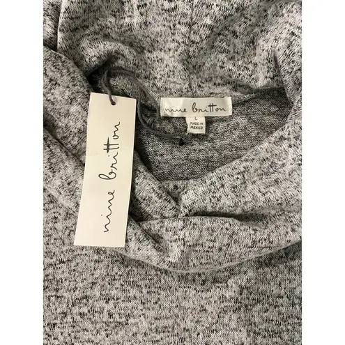 Nine Britton Cowl Neck Hacci Knit Dress Women's L Gray Long Sleeve Short Dress