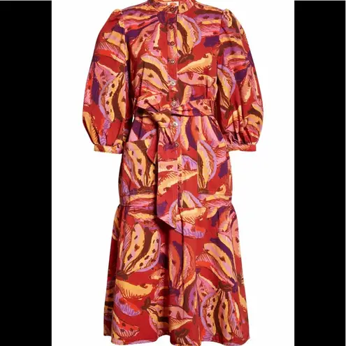 Farm Rio Banana Juice Balloon Sleeve Cotton Dress