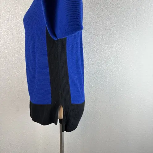 St. John Womens Bateau Neck Sweater Size 8 Cobalt Blue Black Wool Santana Knit