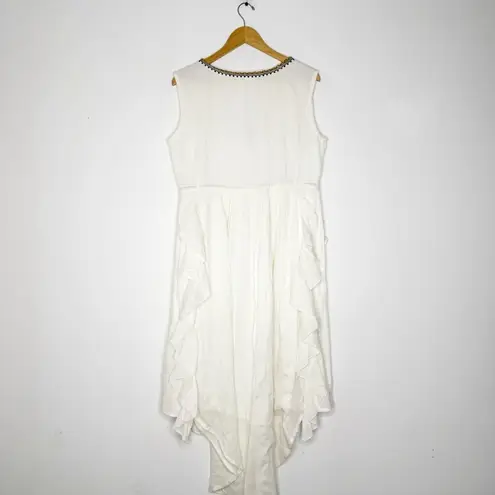 Sundance Talisman White Ruffle Maxi Dress with Tassel Tie Women’s Medium