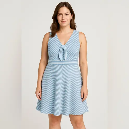 Hutch Anthropologie baby blue and white Bowtie Dress, women plus size 1X