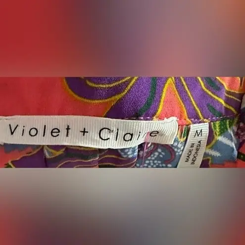 Violet+Claire Floral Print MultiColored Coral Sleeveless Top Size M