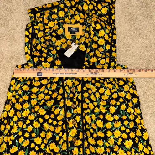 Maeve Anthropologie Collared Poplin Swing Mini Dress Black Yellow DaisyXS Size XS