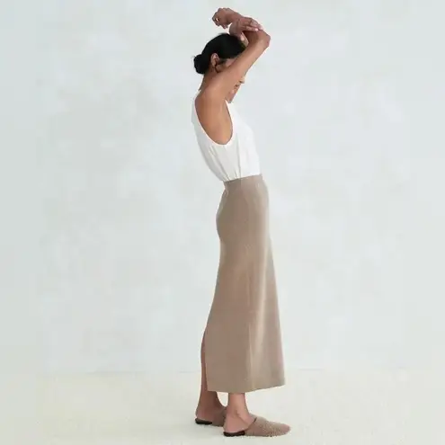 Jenni Kayne Ludlow Cotton Blend Knit Midi Skirt in Taupe Size XS