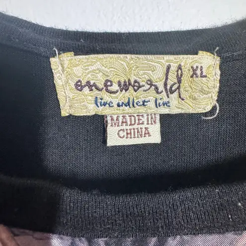 One World Top Women XL Silver Butterfly Lace Mesh Sleeve Fairy Goth Y2K Whimsi