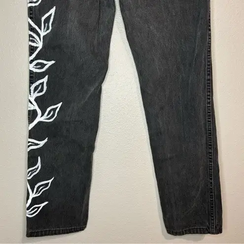 Harley Davidson  y2k Vintage hand painted straight leg black jeans size 4 28"