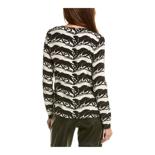 The Kooples Panther Print Black and White long sleeve Top size Small/1 FR NWT