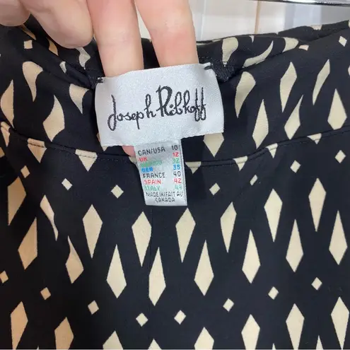 Joseph Ribkoff Womens Pants Black Tan Size 10 Flare Leg Geometric art to wear - Image 4