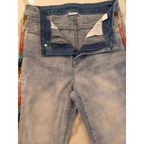 Lascana Size 8 Womens Stone Wash High Pockets with Embroidered Sides Jeans Blue