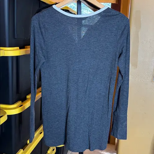 Soma Charcoal Gray Henley Pajama Top with Cream Trim Size Small