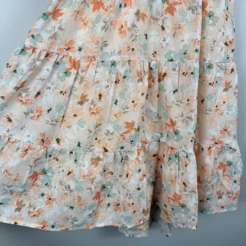 Dee Elly Mini Dress Women's XL Multicolor Floral Tiered Strap Back Puff Sleeve