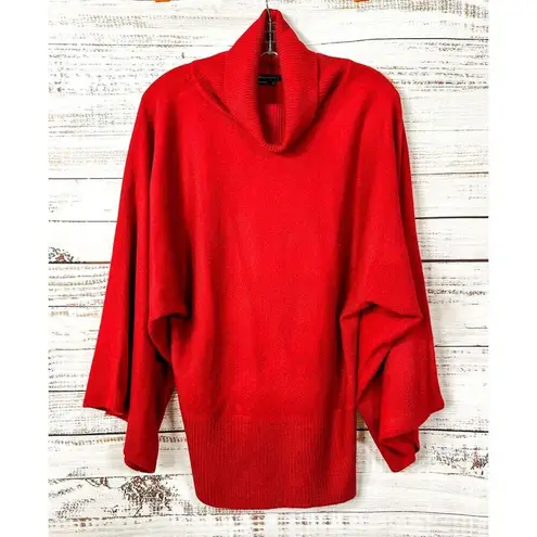 BCBGMAXAZRIA  Women's Acrylic Long Sleeve Ribbed Turtleneck Sweater Red Large