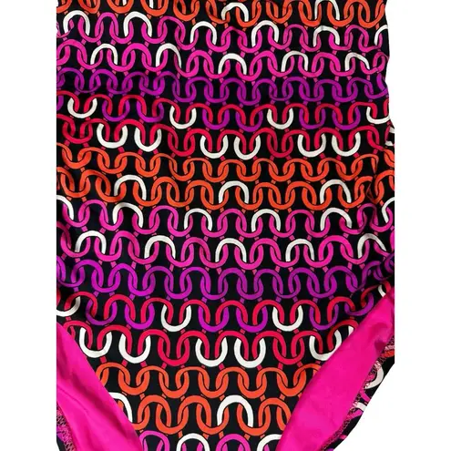 Trina Turk  Multicolor Echo 1‎ Pc Chain Scoop Neck Swimsuit Sz 6 NWT
