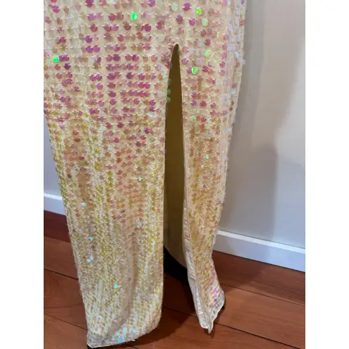 Saylor NWT Khoudia Sequined Halter Maxi Dress Pink Champagne Sz S $363