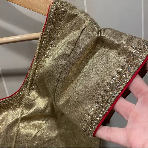 Handmade Golden saree Bollywood jeweled bling bling top open back crop beads