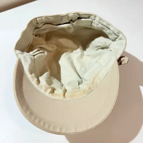Womens Tan Newsboy Cap Bow Accent Cotton Twill Baker Boy Hat