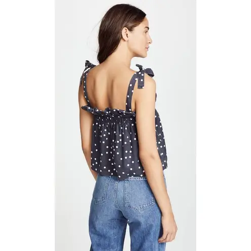 DL1961 Dennet Tie-Strap Polka-Dot Print Ruffled Cropped Tank Top Size Medium