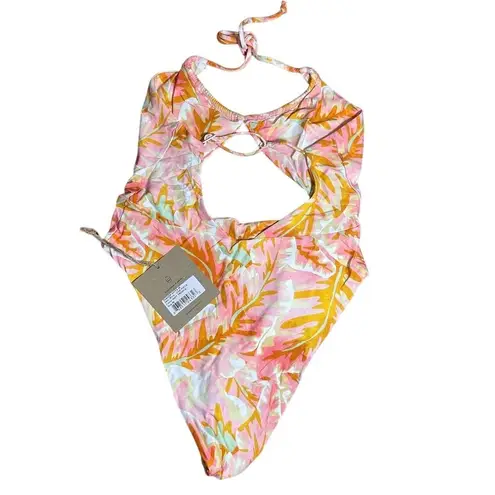 Stone Fox Swim NWT Women's Riva One Piece Swimsuit M Hot Tropix Print Multicolor