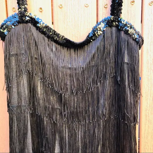 Black fringe & sequin flapper dress Size undefined