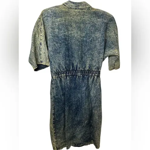 Champagne West Vintage 80s 90s Acid Wash Denim Dolman Dress USA Size 13/14 Blue