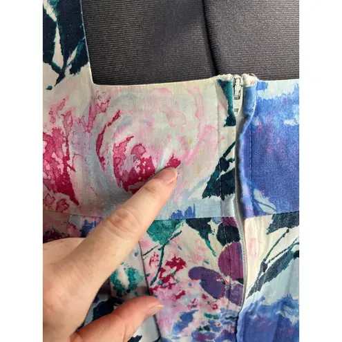 house dress floral pocket zip front purple pink green white