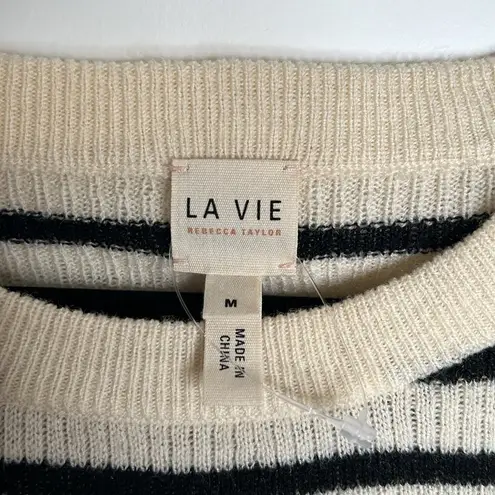 La Vie Rebecca Taylor Peplum Stripe Lambs Wool Sweater