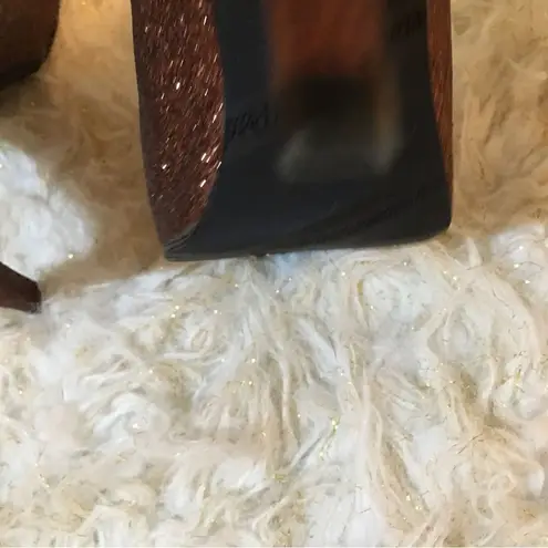 Rose Petals Copper Bling glitter Bow Heels with leather Trim Size undefined