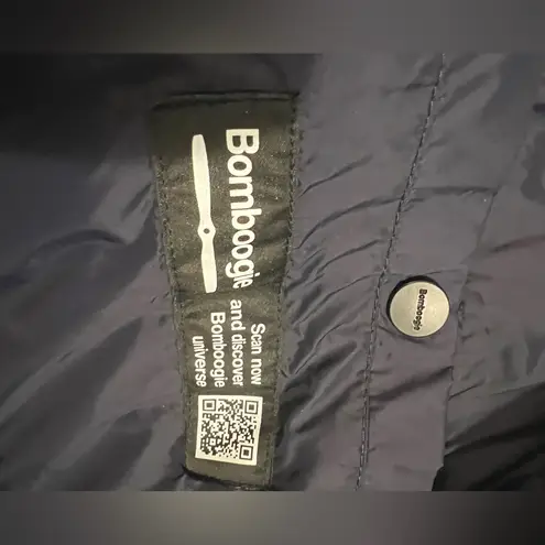 Bomboogie $252 Puffer Vest Hooded Hoodie Fall Navy Blue Primaloft Insulated