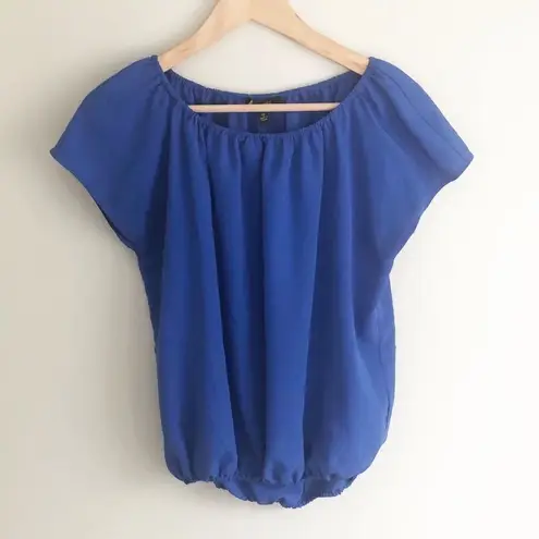 Cynthia Steffe Gathered Top Blue Polyester Size XS
