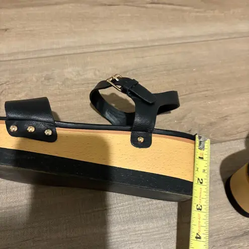 Steve Madden  Dominica Black studded Leather Platform Sandals Black Wood size 7.5