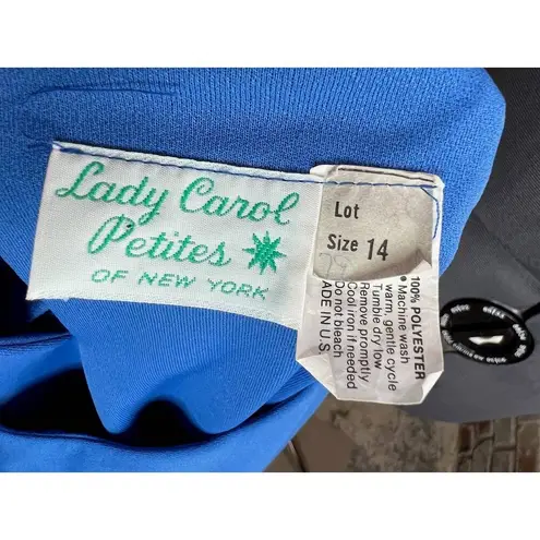 Dress sheath big bow puff sleeves blue long sleeve Size 14